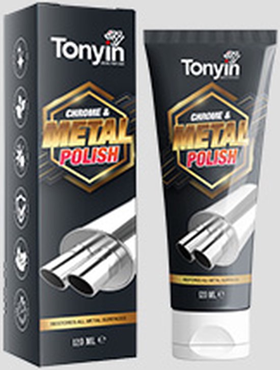 Foto: Tonyin i chrome metal polish i herstelt alle metaal oppervlakken i verwijdert oxidatie i geeft een mooie glans i 120ml i tx10a