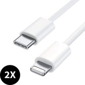 2x USB C Oplaadkabel - 1 Meter - Geschikt voor iPad, iPhone met Lightning - Naar USB C Oplader Kabel - Voor 14, 13, 12, 11, X Pro Max Mini Plus