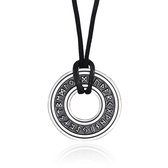 Collier Amulette "Odin" - Cercle Rond avec Personnages Nordiques Argent
