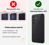 Hoesje Geschikt voor Samsung A55 Hoesje Siliconen Case Met Screenprotector - Hoes Geschikt voor Samsung Galaxy A55 Hoes Siliconen - Lila