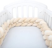 IL BAMBINI Gevlochten baby bed bumper Treccia - 4 strengen - Bedomrander - Box omrander - Hoofdbeschermer - Boxrand - Bedbumper - Stootrand - Boxomrander - 2 meter - licht beige