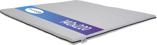 Wave topper 140 x 220 | Topdekmatras | Aircomfort laag | Omdraaibare hardheid zacht & hard | Anti allergeen | Ademende topper | Afritsbare en wasbare tijk |