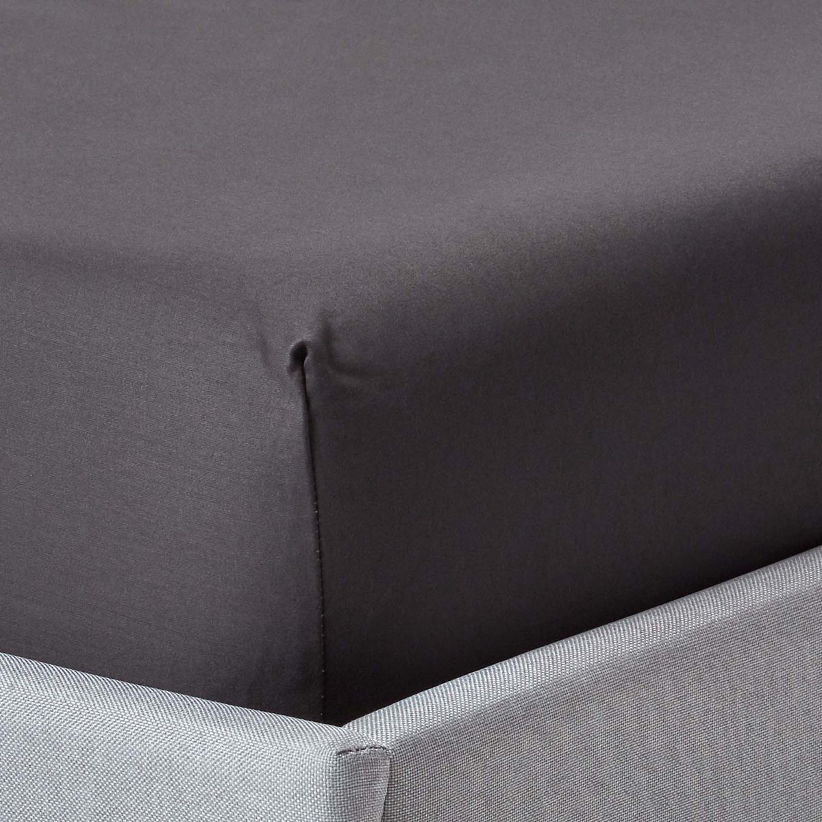 Homescapes Luxe Satijn Hoeslaken 150x200 cm – Extra Hoog (46 cm Diep) – Antracietgrijs – 100% Egyptisch Katoen – Draaddichtheid 1000