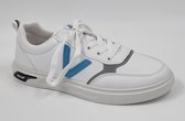 Walk - Heren Schoenen - Heren Sneakers - Witte Sneakers Heren - Wit/Blauw - Maat 45