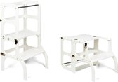 Ette Tete Step 'n Sit - Leertoren - Wit met messing clips - Inklapbaar tot tafel en stoel - Learning Tower - Montessori inspired - Keukentrap - Keukenhulp - Leerstoel - Veilig -Duurzaam