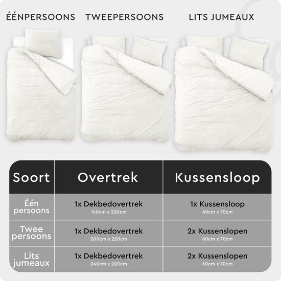 Sleeptime Teddy Dekbedovertrek - 140x200/220 + 1 kussenslopen 60x70 - Wit - Eenpersoons van Merkloos — afbeelding 4