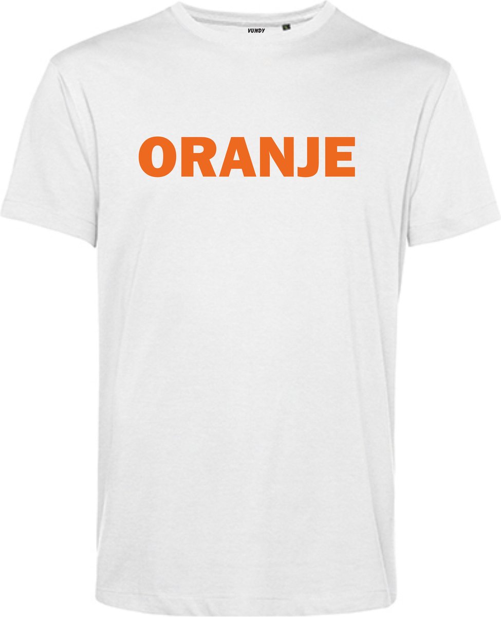 T-shirt Oranje Tekst | Koningsdag kleding | Oranje Shirt | Wit | maat M