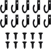 FSW-Products - 4 Stuks - Kleine Ophanghaken incl. schroeven - 1.2 x 1.8 cm - Zwart - RVS - Kapstokhaken - Sleutelhaken - Muurhaken - Wandhaken - Keukenhaken - Handdoekhaken - Haakjes - Haken - Ophanghaakjes - Haakjes voor Sleutels – Kapstokhaken