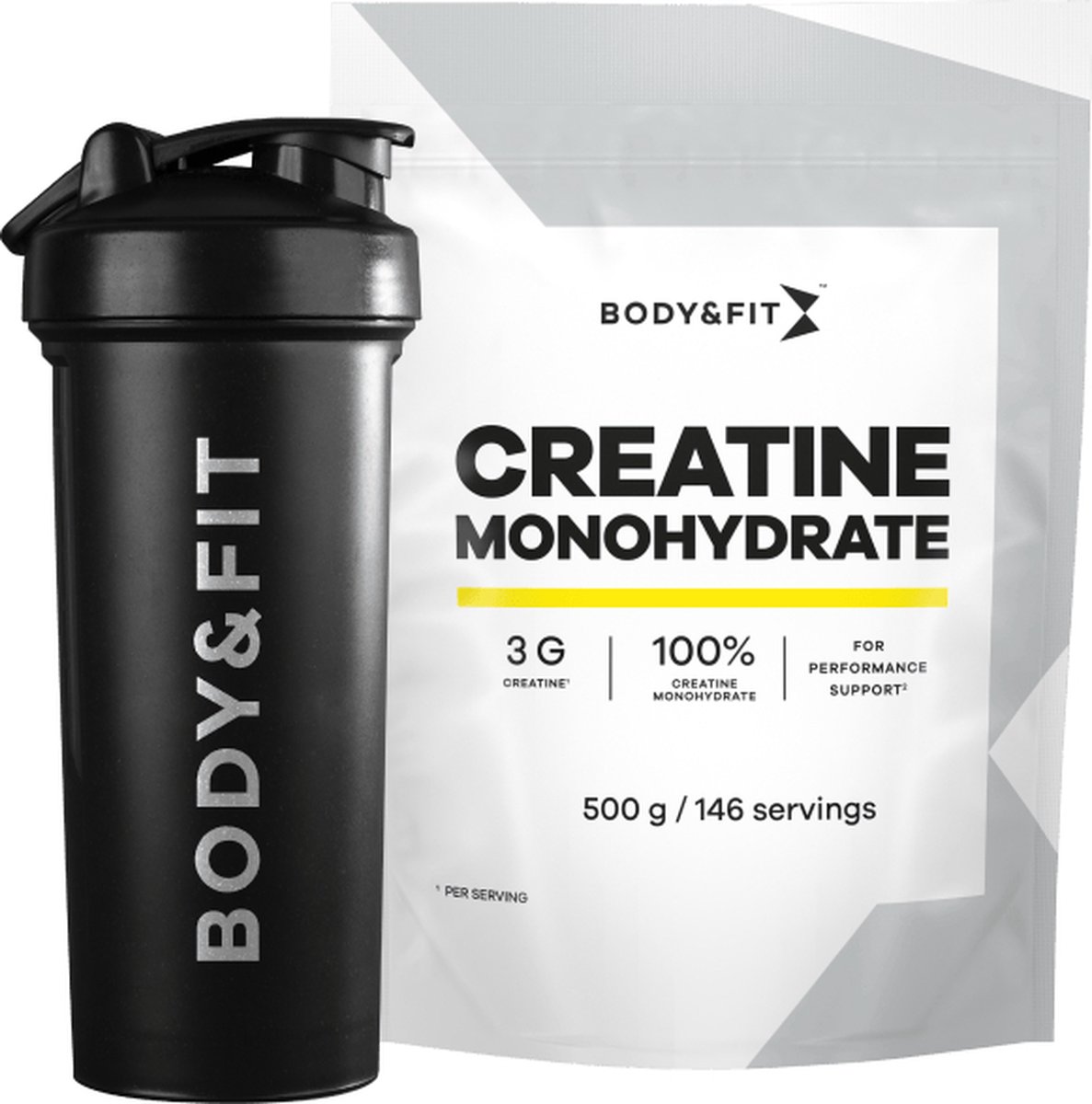 Goedkoopste Body & Fit Creatine Monohydraat 500 gram Essential Shaker 700 ml