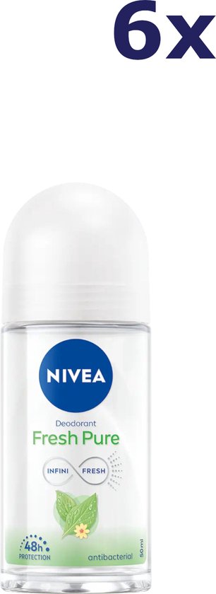 NIVEA Pure & Natural Jasmine - 6 x 50 ml - Voordeelverpakking - Deodorant Roller - NIVEA