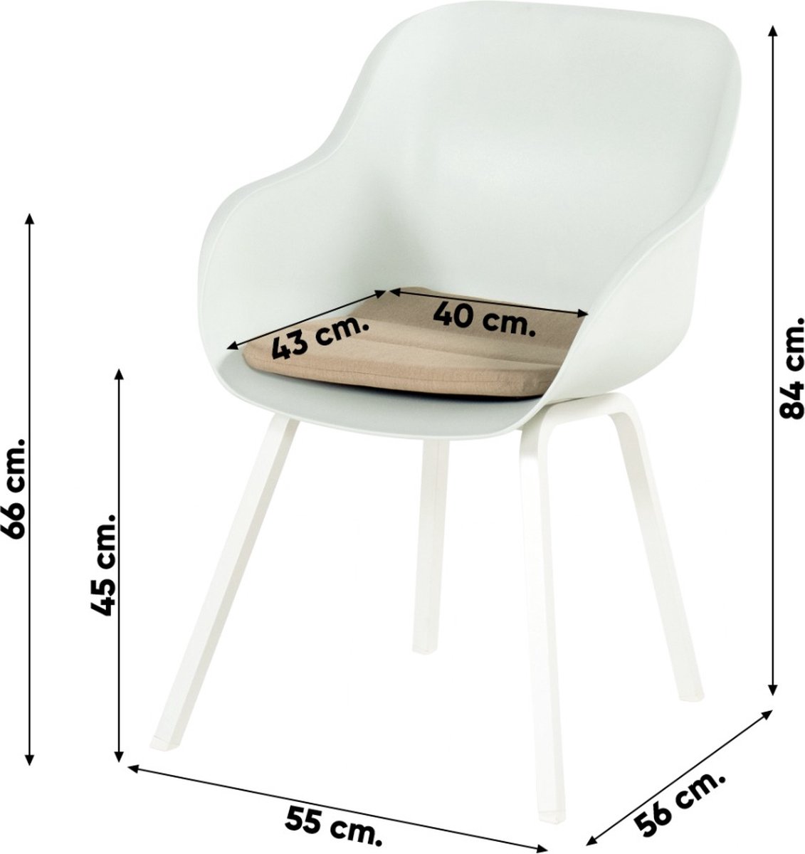 Hartman Le Soleil Element fauteuil dining - Blanc - pieds alu