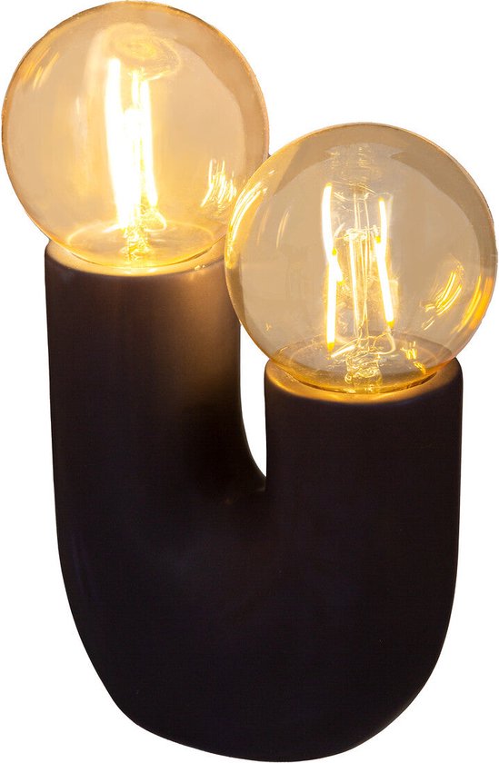 Lampe de Table Atmosphera Olme 17x8x23cm - Lampe double LED - Piles non incluses - Zwart