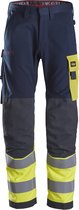 Snickers 6376 ProtecWork, Pantalon de travail, haute visibilité classe 1 - Blauw foncé /Haute visibilité - 156