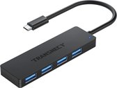 TRANSNECT - USB Splitter - USB C Hub - 4 Poort - USB 3.0 - 5G - Zwart