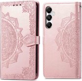 iMoshion Hoesje Geschikt voor Samsung Galaxy A55 Hoesje Met Pasjeshouder - iMoshion Mandala Bookcase - Rosé Goud