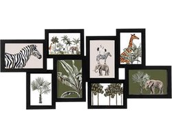 Atmosphera Collage fotolijst/fotoframe - 8x foto van verschillende formaten - zwart - wand - 63 x 30 cm