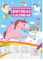 Kleur je eigen verjaardagskalender thema Unicorn