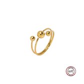 Soraro Dubbele Druppel Ring | 18K Goldplated | Goudkleurig | Elegante Ring | Drop | Dames Ring | Klemring | Vrouwen Cadeau | Moederdag | Moederdag cadeau