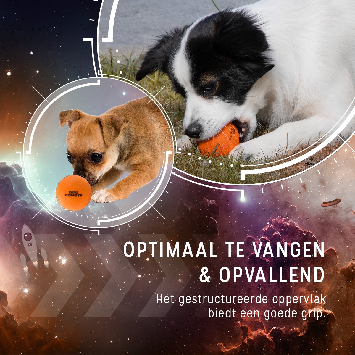 Dog Comets Ball Stardust Ø6 cm - Hondenspeelgoed - Hondenbal - Natuurlijk rubber - 1 stuk - Oranje thumbnail 4