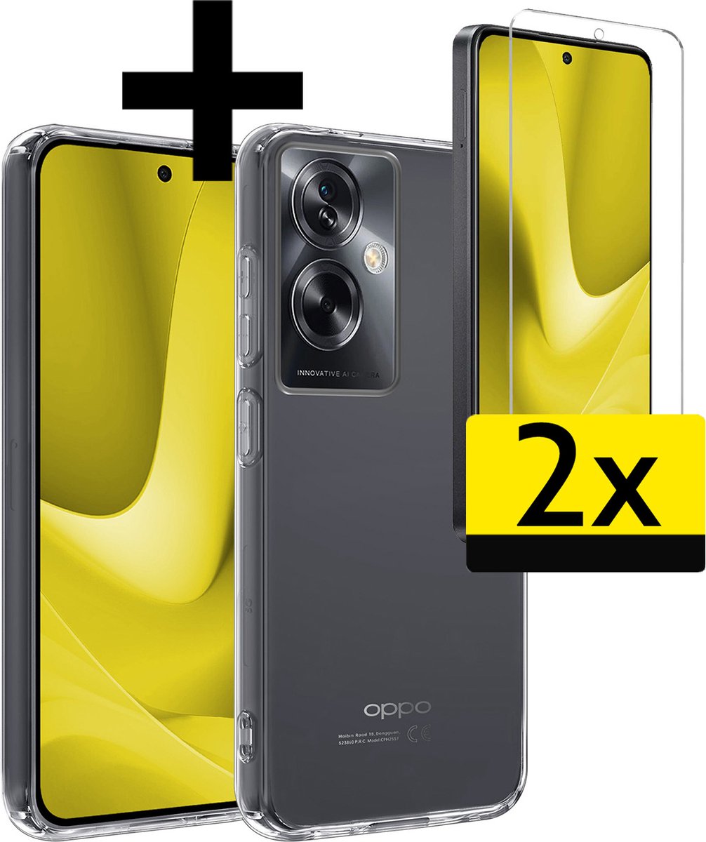 Hoesje - Met 2x Screenprotector - Geschikt voor OPPO A79 - Sterk & Shockproof - Back Cover - Siliconen Case - Telefoon Hoes - Telefoonhoesjes - Transparant