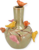 Daan Kromhout - Bird Vase - Vaas - Tube - Pistache - Zacht groen - D16 x H17 cm - Keramiek
