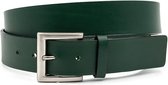 JV Belts Jeansriem groen - heren en dames riem - 4 cm breed - Groen - Echt Leer - Taille: 120cm - Totale lengte riem: 135cm