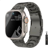 DrPhone TitaniumLux - Metalen Titanium Band - 49/44/42/45mm + Aanpaskit - Voor IOS Smartwatch Ultra / Watch - Space Grey
