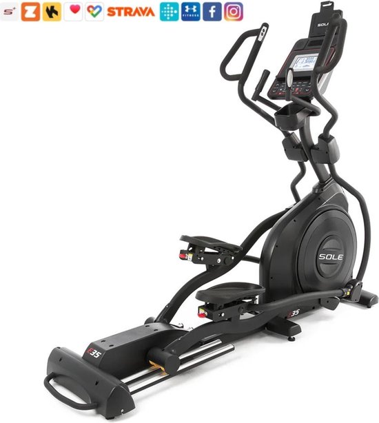 Crosstrainer Sole Fitness E35 - Professioneel Fitnessapparaat voor Thuis / Thuis sporten / Home gym / Thuis Fitness - Cardio apparatuur - Uitstekende Garantie - Ingebouwde luidsprekers, Bluetooth, Ventilator, Transportwielen, Gratis Hartslagborstband