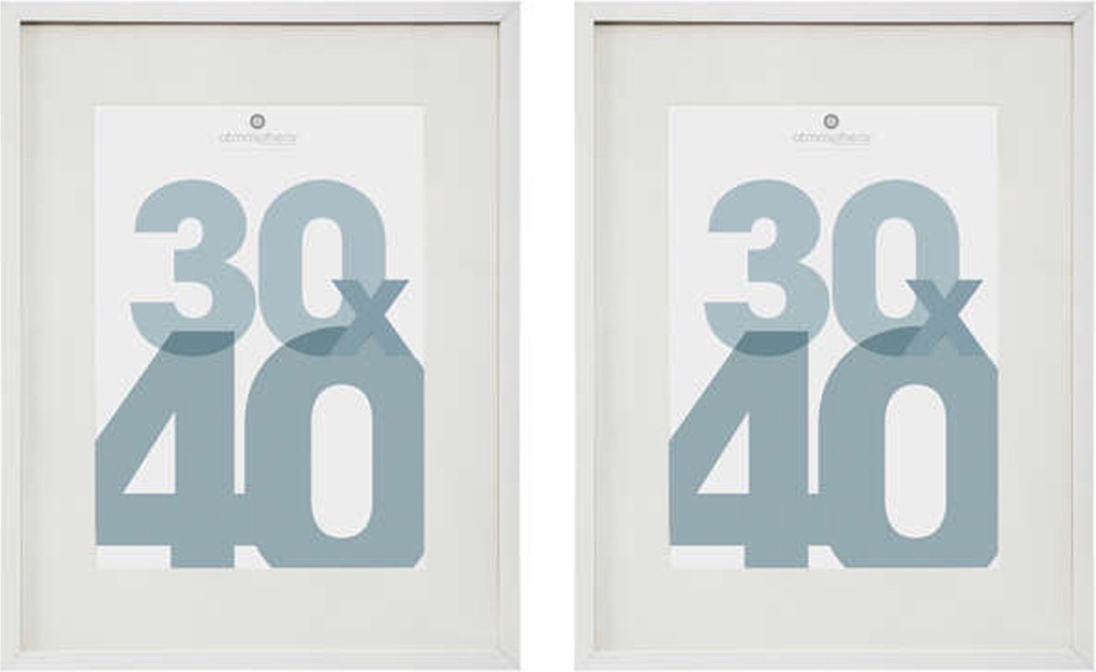 Atmosphera Fotolijstje Manu - 2x - met passe partout - voor een foto van 30 x 40 cm - wit - MDF/Glas - Klassieker