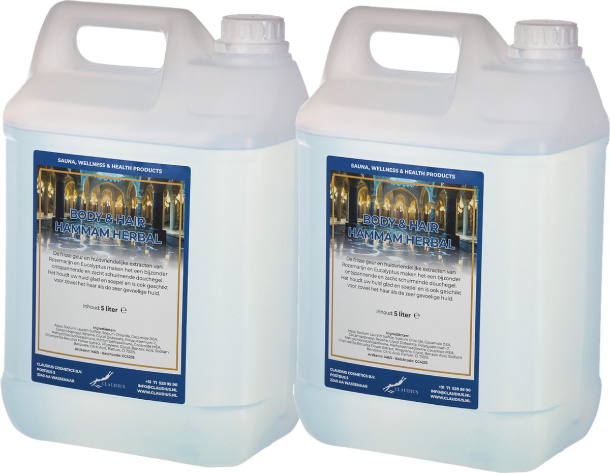 Goedkoopste Body & Hair Hammam Herbal - 5 Liter - set van 2 stuks - 2 in 1 voor lichaam en haar.