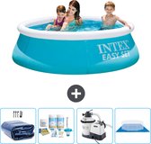 Piscine Opblaasbaar Ronde Intex Easy Set - 183 x 51 cm - Blauw - Comprend Couverture Solaire - Forfait Entretien - Pompe de Filtration de Piscine - Tapis de Sol