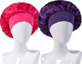 Satijnen slaapmuts voor sterker haar - Paars & Rose - bonnet/satijn/zijdenmuts/krullen/stijl haar/bescherming