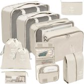 Travel Cubes Set 10 delig - Reistassen - Opbergtassen - Koffer Organizers - Kleding Organizer - Voor Op Reis - Beige