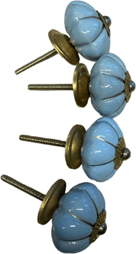Kastknop - Porselein - Licht blauw - 4cm - 10 Stuks