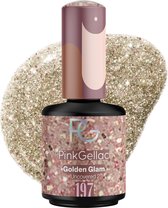 Pink Gellac Glitter Gellak Goud - Gel Nagellak - Gouden Glanzende Gel Lak- Gelnagellak - Gelnagels Producten - Gel Nails - 197 Golden Glam