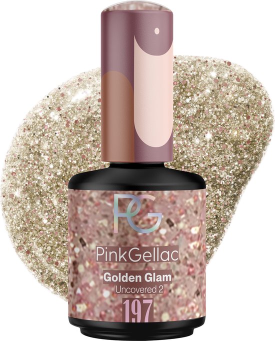 Pink Gellac Gellak - 197 Golden Glam 15ml - Gouden Glanzende Gel Nagellak - Gellac - Gel Nagels Producten