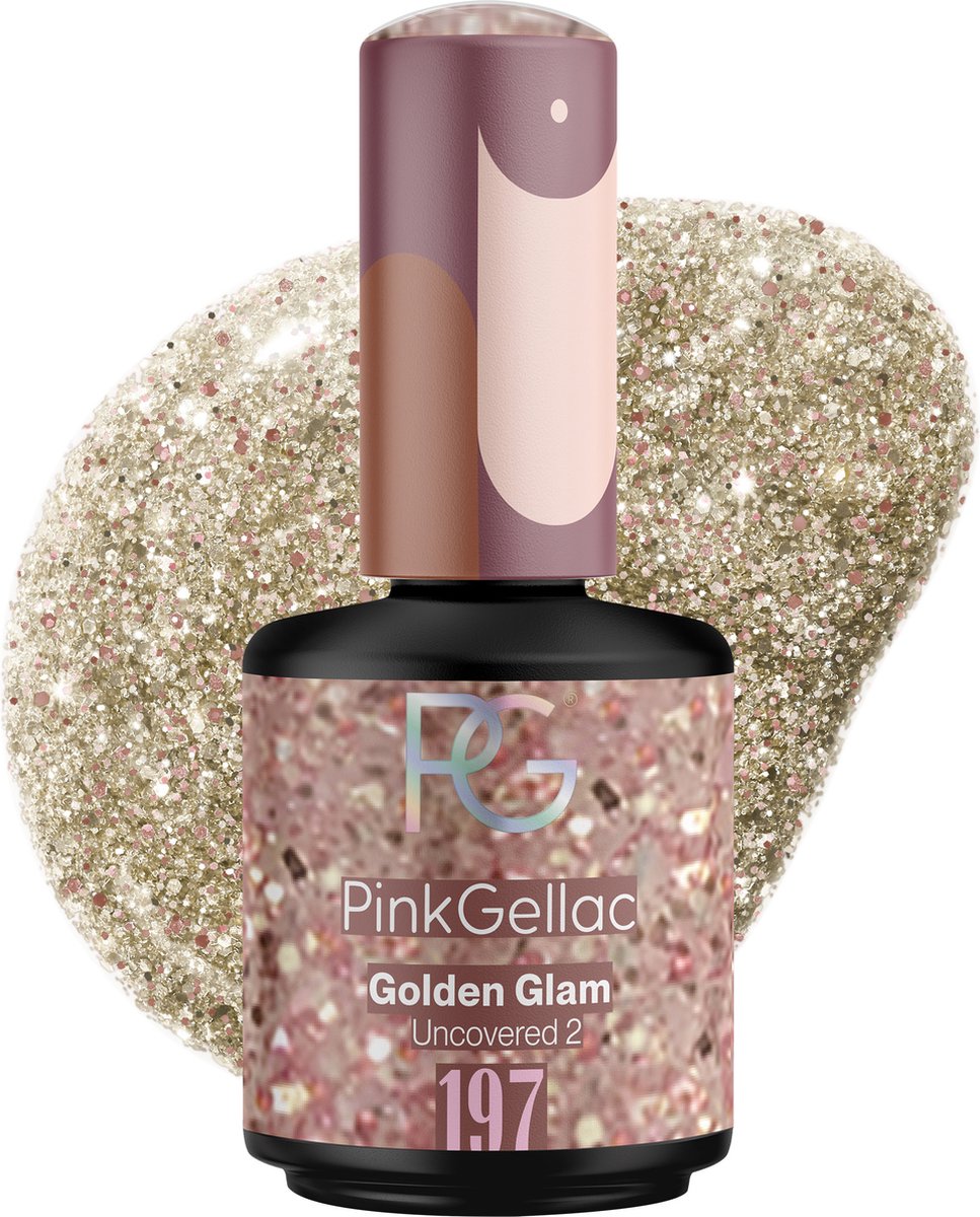Goedkoopste Pink Gellac Gellak - 197 Golden Glam 15ml - Gouden Glanzende Gel Nagellak - Gellac - Gel Nagels Producten