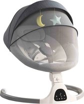 YMA® Baby Elektrische Schommelstoel Grijs - Babyswing - Baby Wipstoel met 5 puntgordel - Met Afstandsbediening Speelboog Zonnekap en Klamboe - Bluetooth