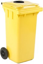 Afvalcontainer 120 liter geel met glasrozet