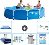 Intex Rond Frame Zwembad - 305 x 76 cm - Blauw - Inclusief Solarzeil - Onderhoudspakket - Zwembadfilterpomp - Filter - Grondzeil - Stofzuiger