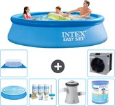 Intex Rond Opblaasbaar Easy Set Zwembad - 305 x 76 cm - Blauw - Inclusief Solarzeil - Onderhoudspakket - Zwembadfilterpomp - Filter - Grondzeil - Warmtepomp