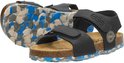 Zwarte Develab sandalen met klittenbandsluiting en een veelkleurige zool.