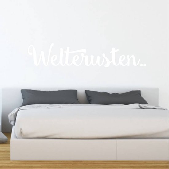 Sticker Muursticker Welterusten - Bleu clair - 80 x 16 cm - Textes hollandais pour chambre bébé et chambre d'enfant - Muursticker4Sale