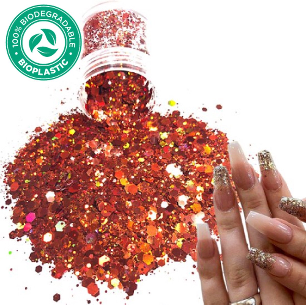 Goedkoopste Chunky Glitters (Oranje) [Volume 8g - Festival Glitter Outfit Nagel Decoratie Versiering - Manicure Kunstnagels Nepnagels Acryl Nagels - Kinderen Volwassenen Dames Glitters]