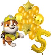 Paw Patrol Rubble ballonnen pakket - 64x81cm - 5 jaar - Folie Ballon set - Themafeest - Verjaardag - Ballonnen - Versiering - Helium ballon