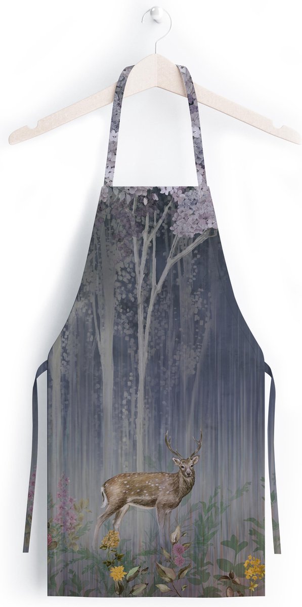 AP300-3 Keukenschort, dames, heren, fijn linnen, anti-transpirant, verstelbaar, One size, Unisex, blauw, keuken, schort