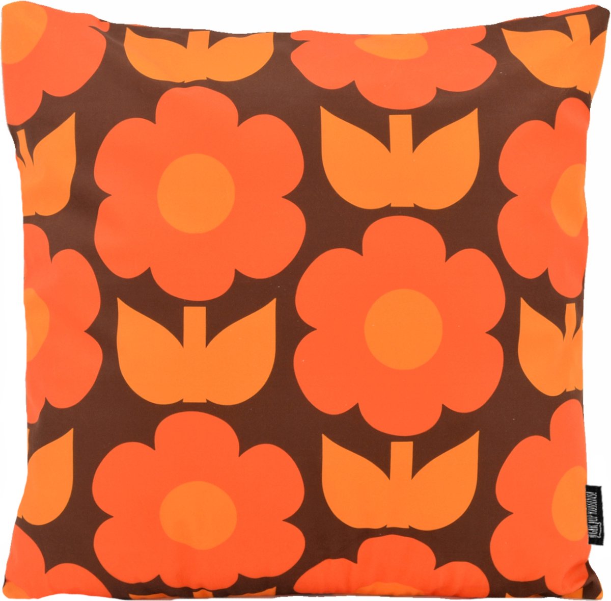 Gek op Kussens! Retro Style #6 Kussenhoes | Katoen / Polyester | 45 x 45 cm Bruin Oranje