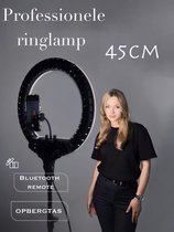 LuminexPro® 18" LED Ringlamp met Statief van 2m (verstelbaar), Telefoonhouder, Draagzak en Bluetooth remote | 45 cm | Youtube | TikTok | Instagram | Vlogging | Fotografie | Ringlamp met statief | Ring lamp 18 inch | Ringlight | Ring Light