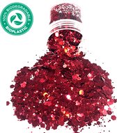 Chunky Glitters (Donker Rood) (Volume 8g) [Festival Makeup Gezicht Lichaam - Face Body Glitter - Biologisch afbreekbaar - Versiering Dames Volwassen Kinderen]