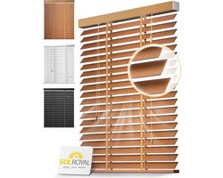 Sol Royal BE5 Houten Jaloezieen Eikenhout 50 mm Lamellen Extra Breed 110x250 cm Eenvoudige Montage aan Muur & Plafond Echt Hout Rolgordijn R